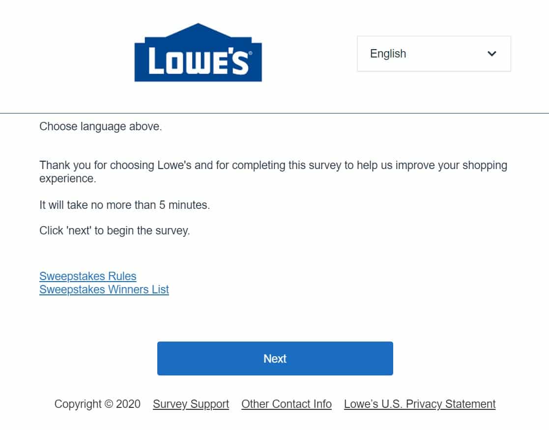 lowes.com/survey