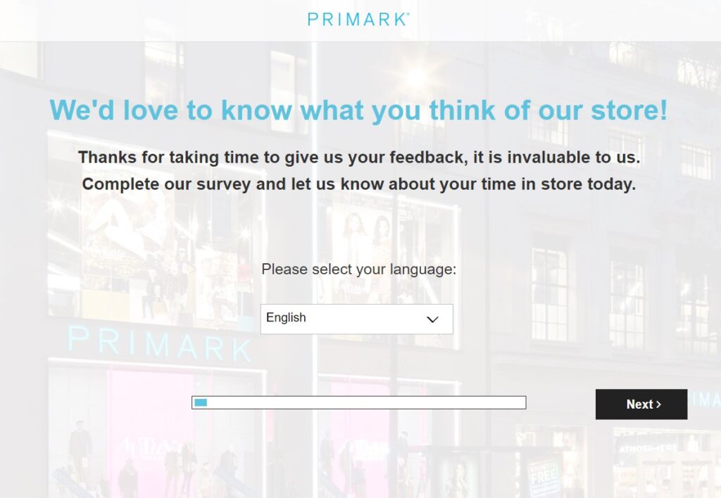 www.tellprimark.co.uk Take Primark Customer Survey